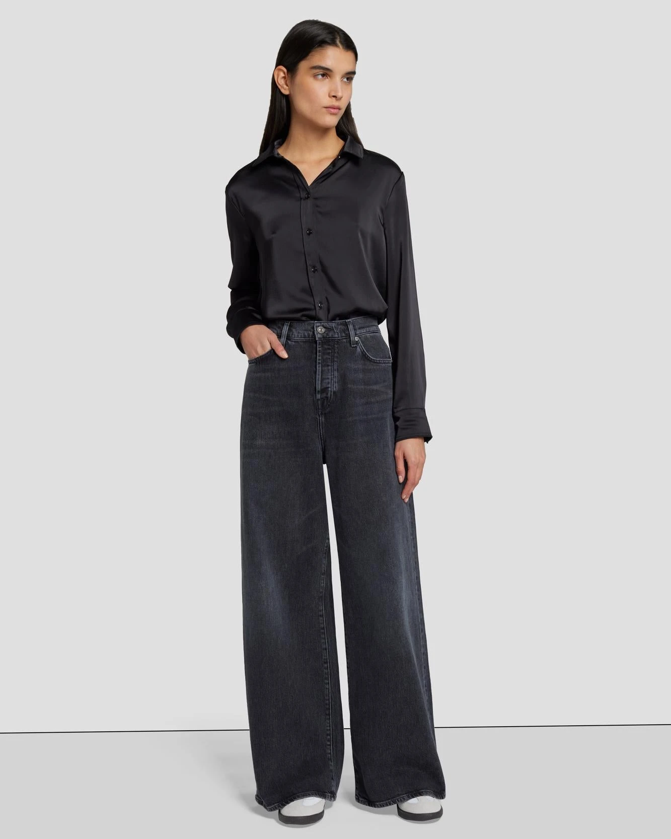 7 For All Mankind MANKIND Zoey Super Wide Leg In Licorice 3 7 For All Mankind MANKIND Zoey Super Wide Leg In Licorice