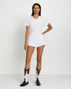 7 For All Mankind Denim Tailored Short In Brilliant White