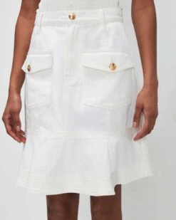 7 For All Mankind Broken Twill Flounce Skirt White 8 7 For All Mankind Broken Twill Flounce Skirt White -7 For All Mankind Shop 7U817445 BTW 03