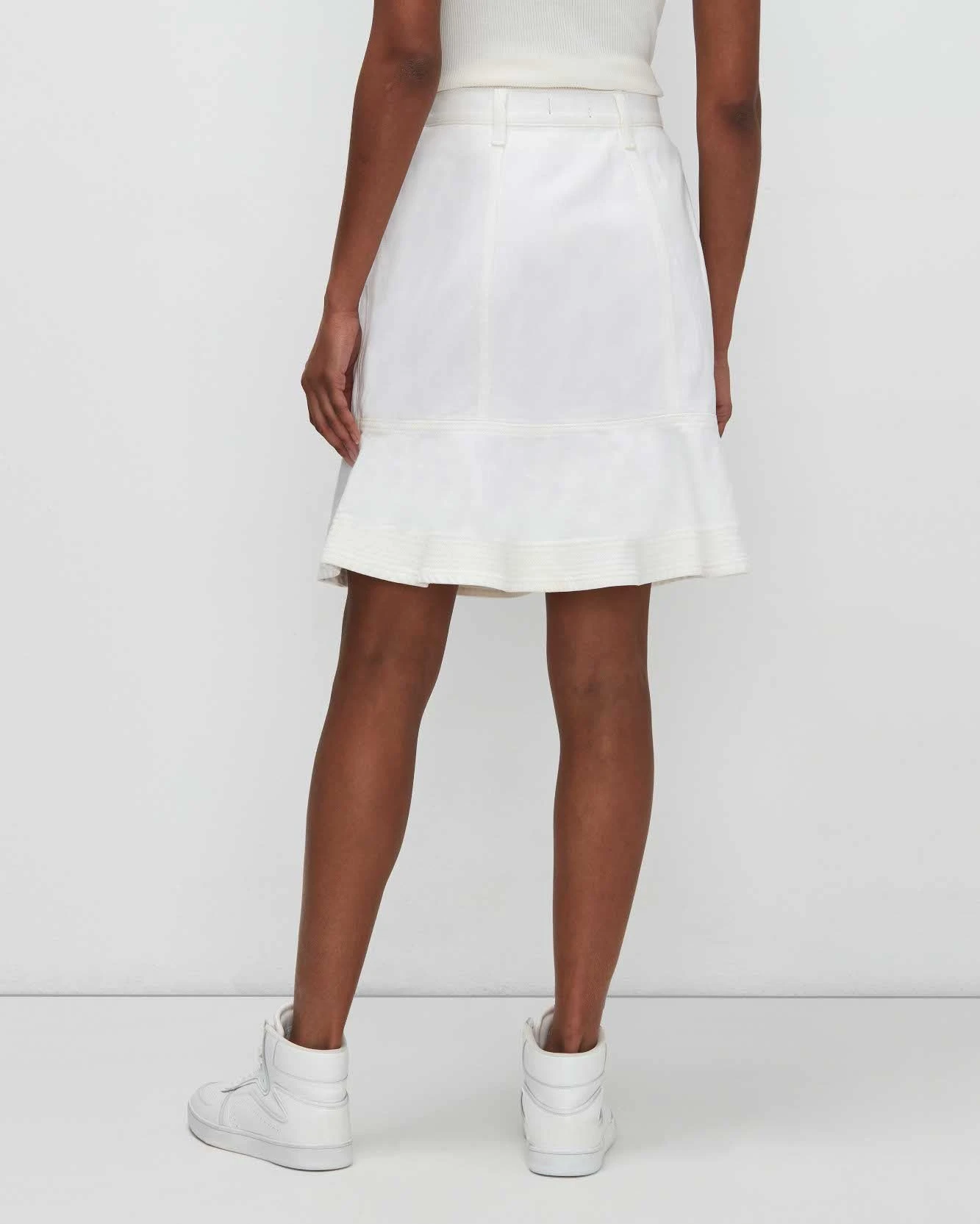 7 For All Mankind Broken Twill Flounce Skirt White 6 7 For All Mankind Broken Twill Flounce Skirt White - Image 4