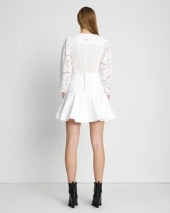7 For All Mankind Denim Flounce Skirt In Brilliant White -7 For All Mankind Shop 7U828597 BW3 4