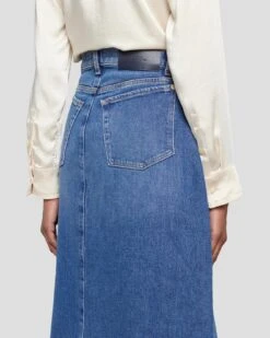 7 For All Mankind Denim Midi Skirt In Explorer -7 For All Mankind Shop 7U835C10 EPR 5