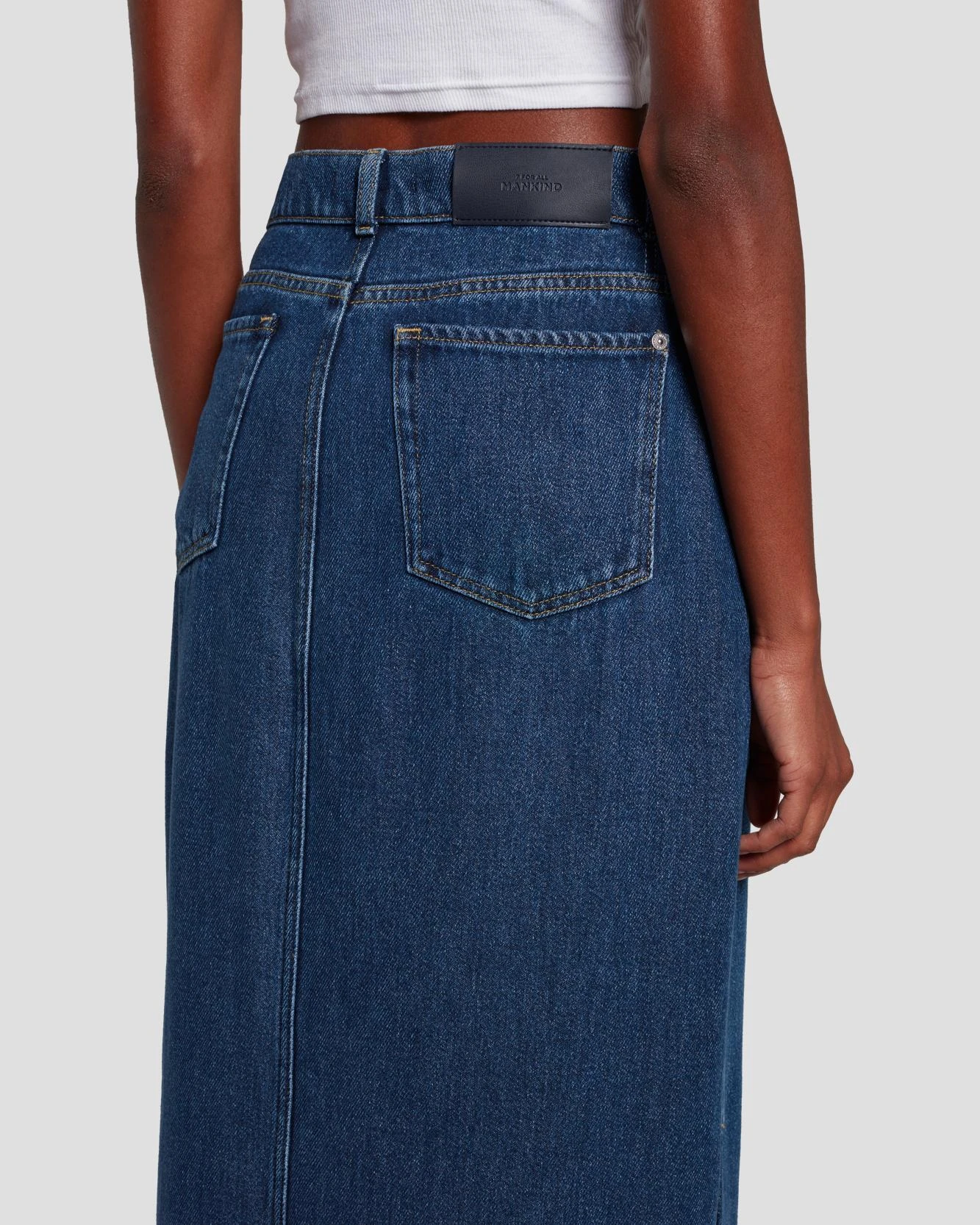 7 For All Mankind Denim Midi Skirt In Bluenote 5 7 For All Mankind Denim Midi Skirt In Bluenote - Image 3