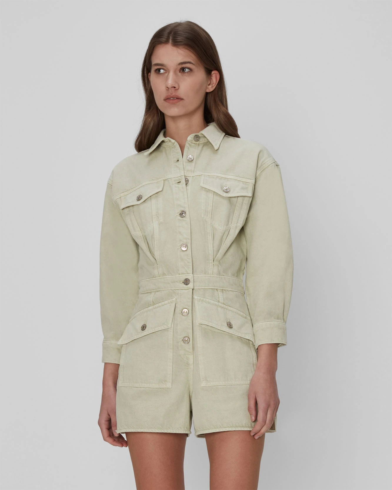 7 For All Mankind Surplus Romper In Olive 3 7 For All Mankind Surplus Romper In Olive