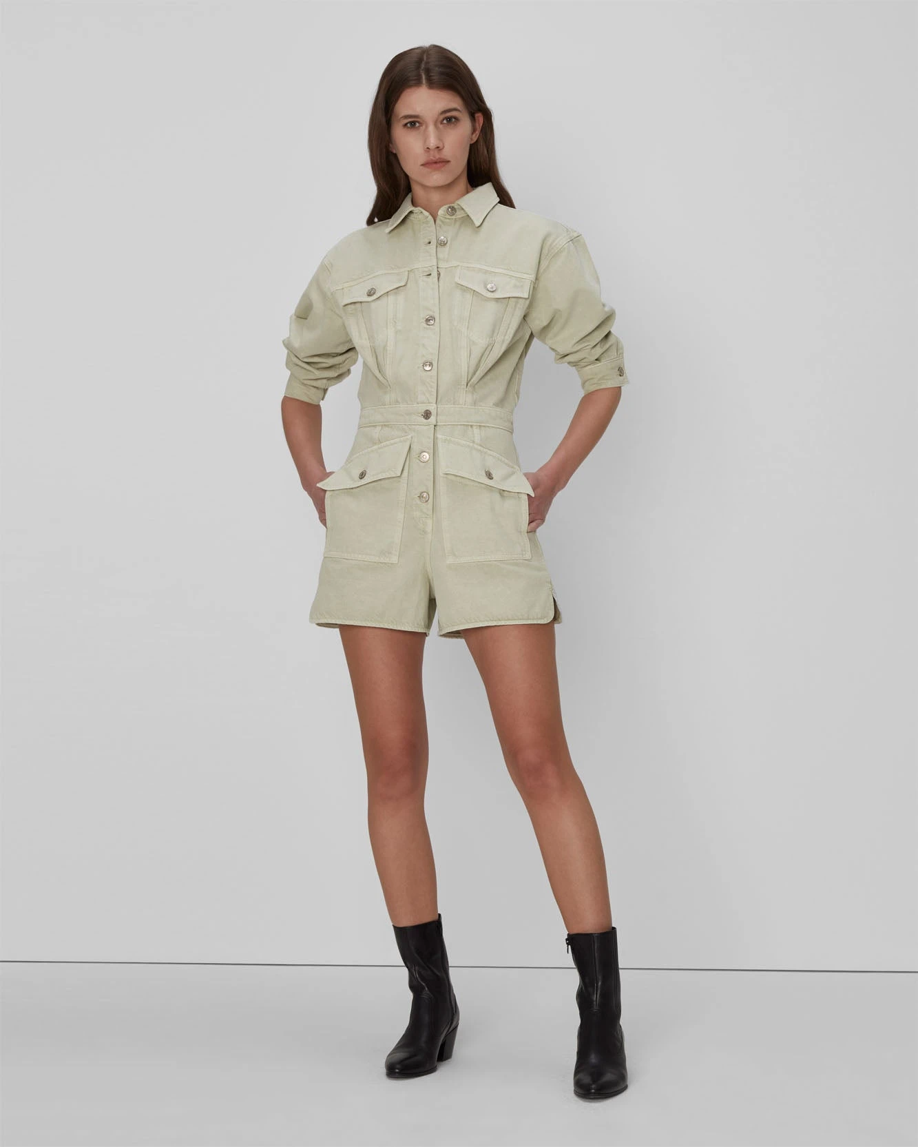 7 For All Mankind Surplus Romper In Olive 5 7 For All Mankind Surplus Romper In Olive - Image 3