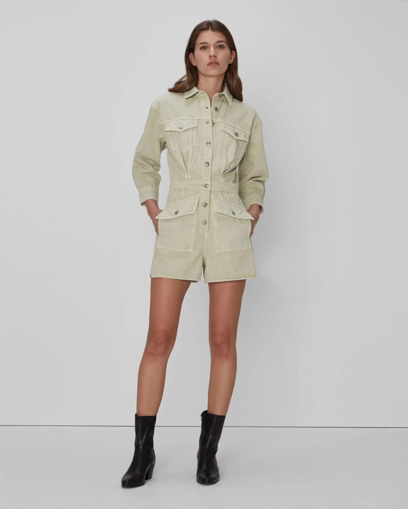 7 For All Mankind Surplus Romper In Olive 6 7 For All Mankind Surplus Romper In Olive - Image 4