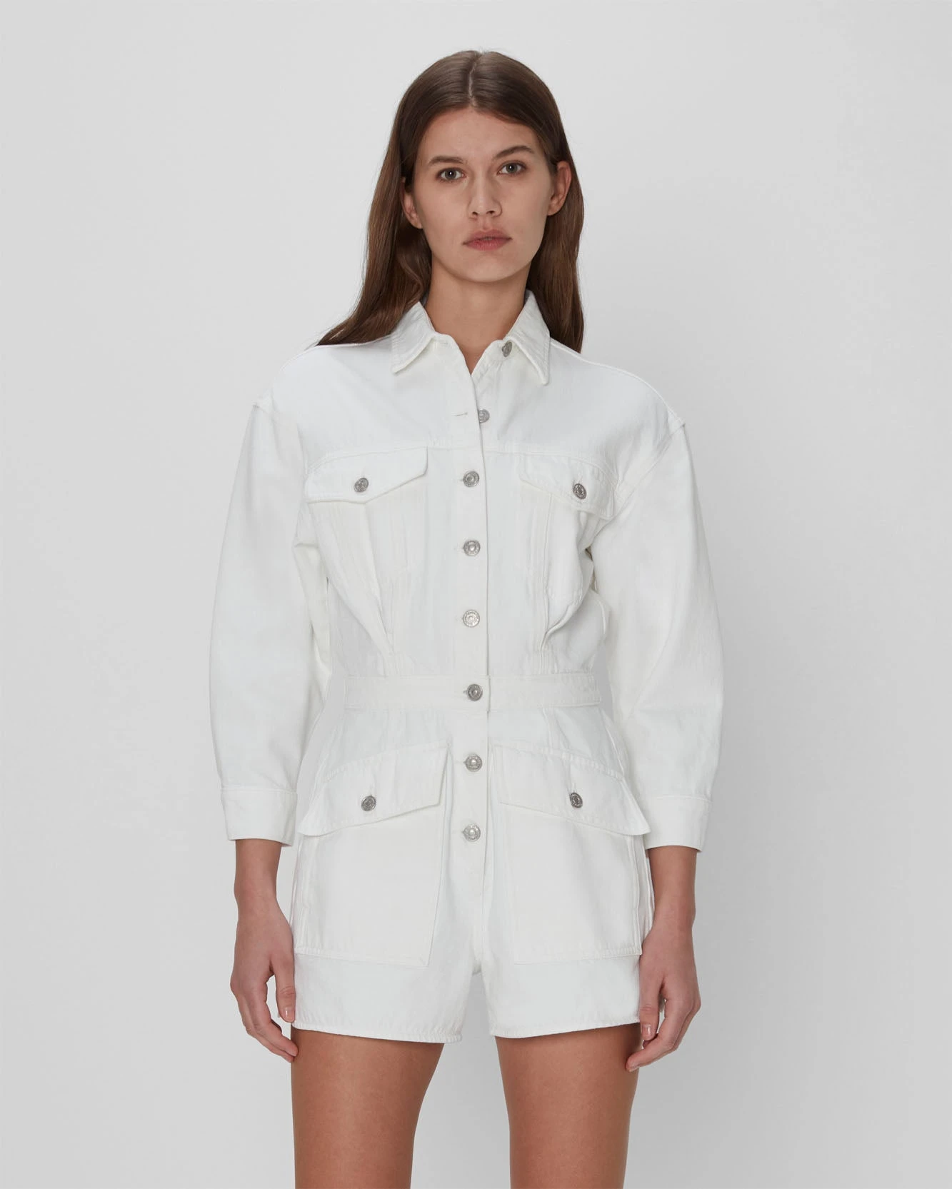 7 For All Mankind Surplus Romper In White 3 7 For All Mankind Surplus Romper In White