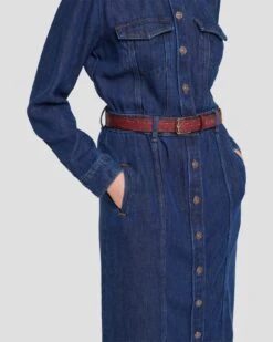 7 For All Mankind Denim Lustre Luxe Dress In Poppy -7 For All Mankind Shop 7U864C86 PPY 5