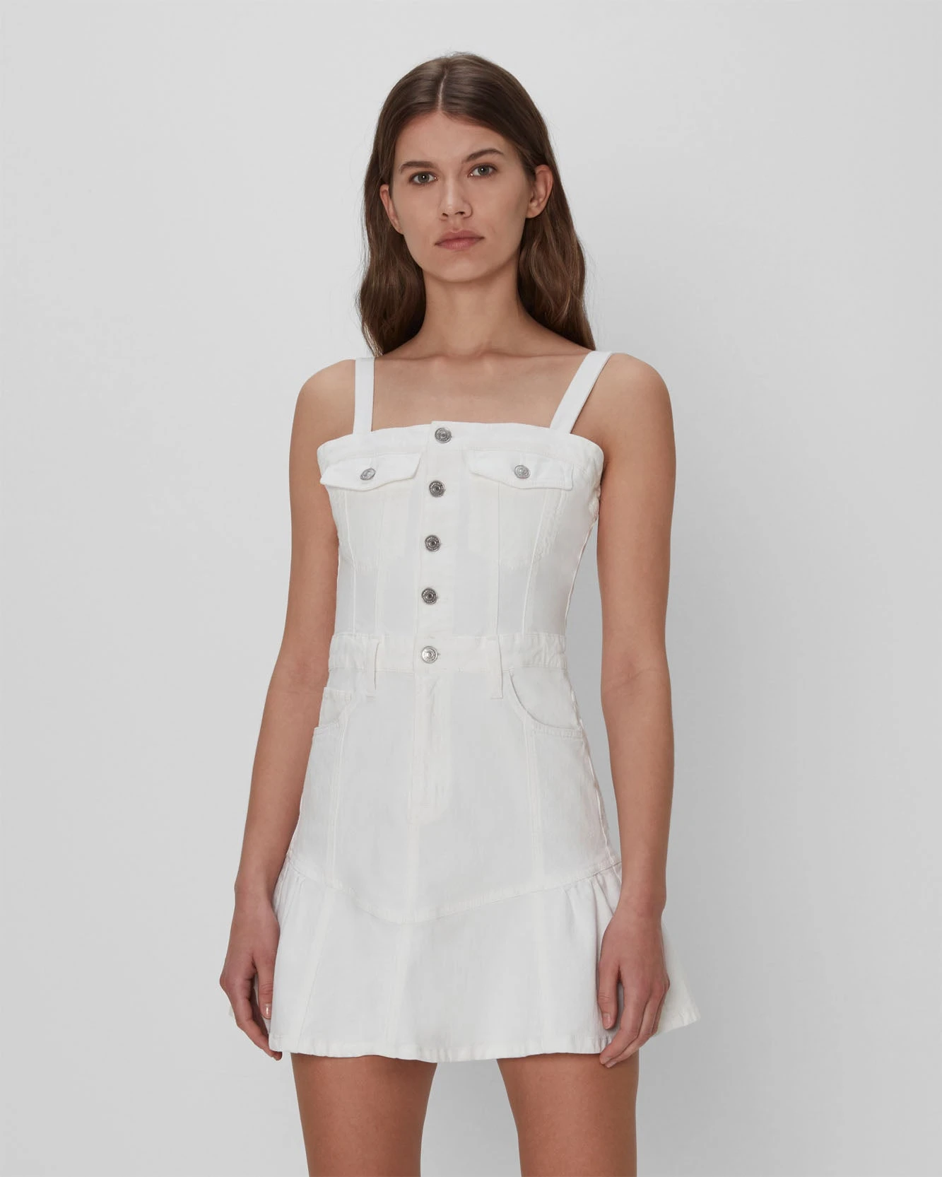 7 For All Mankind Surplus Flounce Dress In White 4 7 For All Mankind Surplus Flounce Dress In White - Image 2