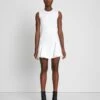 7 For All Mankind Denim Flounce Dress Mini In Brilliant White
