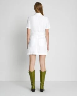 7 For All Mankind Denim Lustre Belted Shirtdress In Brilliant White -7 For All Mankind Shop 7U890661 BW5 4