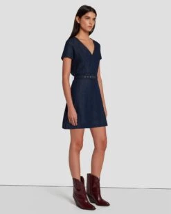 7 For All Mankind Denim Lustre Mod Dress In Dark Rinse -7 For All Mankind Shop 7U894C86 DR3 3