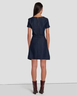 7 For All Mankind Denim Lustre Mod Dress In Dark Rinse -7 For All Mankind Shop 7U894C86 DR3 4