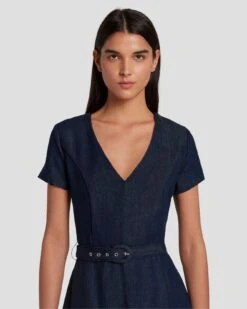 7 For All Mankind Denim Lustre Mod Dress In Dark Rinse -7 For All Mankind Shop 7U894C86 DR3 5