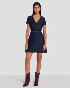 7 For All Mankind Denim Lustre Mod Dress In Dark Rinse -7 For All Mankind Shop 7U894C86 DR3 6
