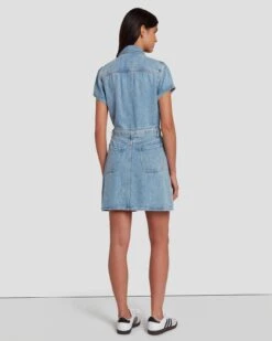 7 For All Mankind Denim Lustre Shirt Dress In Volcan Blue 11 7 For All Mankind Denim Lustre Shirt Dress In Volcan Blue -7 For All Mankind Shop 7U895C86 VCB 4