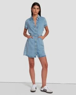 7 For All Mankind Denim Lustre Shirt Dress In Volcan Blue 13 7 For All Mankind Denim Lustre Shirt Dress In Volcan Blue -7 For All Mankind Shop 7U895C86 VCB 6
