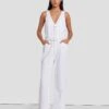 7 For All Mankind Denim Lustre Tailored Wide Leg Jumpsuit In Brilliant White