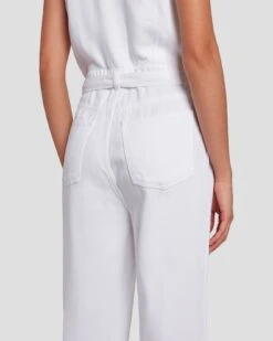 7 For All Mankind Denim Lustre Tailored Wide Leg Jumpsuit In Brilliant White -7 For All Mankind Shop 7U896786 BW0 5