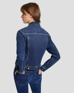 7 For All Mankind Luxe Vintage Classic Trucker Jacket In Deep Soul -7 For All Mankind Shop 7U918A91 DSL 5