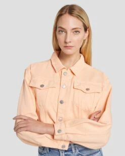 7 For All Mankind Cropped Trucker Jacket In Prairie Sunset