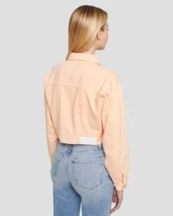 7 For All Mankind Cropped Trucker Jacket In Prairie Sunset -7 For All Mankind Shop 7U939295 PS3 0172 D2