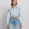 7 For All Mankind Cropped Trucker Jacket In Icy Indigo