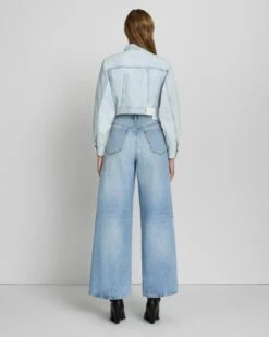 7 For All Mankind Cropped Trucker Jacket In Icy Indigo -7 For All Mankind Shop 7U939555 II2 4