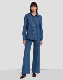 7 For All Mankind Western Denim Shirt In Dolly -7 For All Mankind Shop 7U948C21 DOY 2