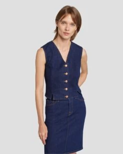 7 For All Mankind Tailored Denim Vest In Magnolia -7 For All Mankind Shop 7U998767 MAG 3