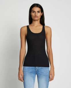 7 For All Mankind Basic Scoop Tank In Jet Set