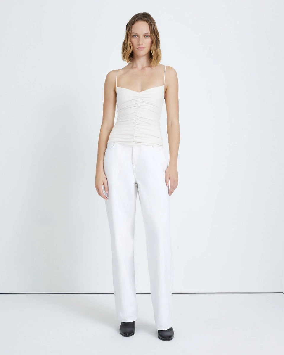 7 For All Mankind Ruched Cami In White 4 7 For All Mankind Ruched Cami In White - Image 2
