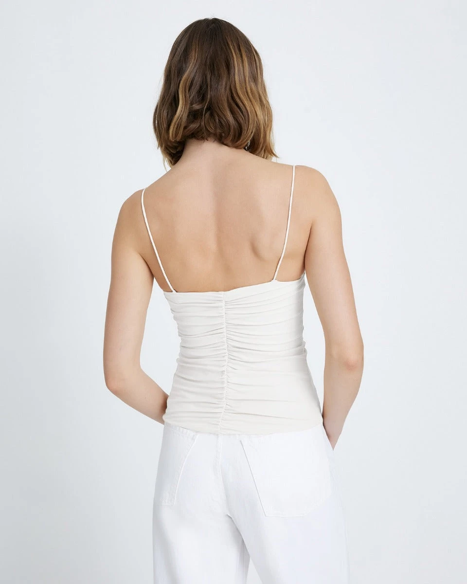7 For All Mankind Ruched Cami In White 6 7 For All Mankind Ruched Cami In White - Image 4