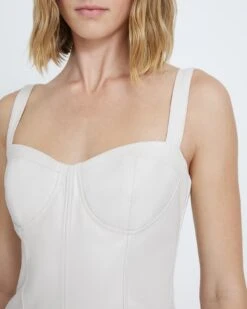 7 For All Mankind Faux Leather Bustier In Antique White -7 For All Mankind Shop 7n555c33 anw 3
