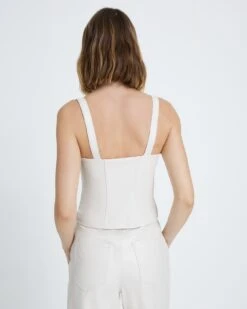 7 For All Mankind Faux Leather Bustier In Antique White -7 For All Mankind Shop 7n555c33 anw 4