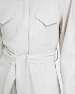 7 For All Mankind Faux Leather Belted Safari Jacket In Antique White -7 For All Mankind Shop 7n938c33 anw 3