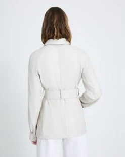7 For All Mankind Faux Leather Belted Safari Jacket In Antique White -7 For All Mankind Shop 7n938c33 anw 4