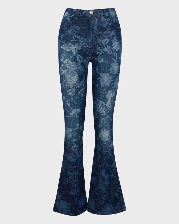 7 For All Mankind Ultra High Rise Skinny Bootcut In Fairytale Floral Indigo 3 7 For All Mankind Ultra High Rise Skinny Bootcut In Fairytale Floral Indigo