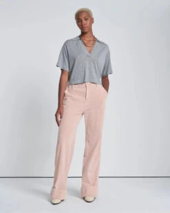 7 For All Mankind Corduroy Easy Trouser In Cameo Rose