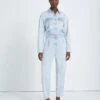 7 For All Mankind Denim Lustre Balloon Sleeve Jumpsuit In Isadora