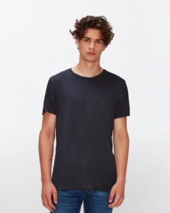 7 For All Mankind Featherweight Cotton Tee In Black