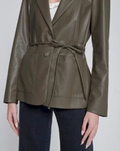 7 For All Mankind Faux Leather Tie Blazer In Deep Lichen -7 For All Mankind Shop 8b357784429f3143c75d903ba705b51d