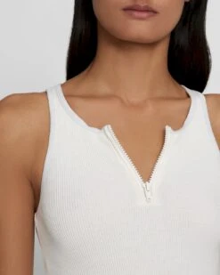 7 For All Mankind Quarter Zip Ribbed Tank In Antique White -7 For All Mankind Shop 8e2fa9e888bcc18038ff2223214e3d3e