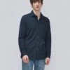 7 For All Mankind Pique Knit Button Down In Navy