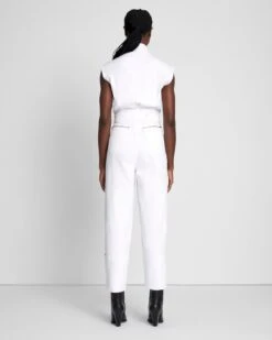 7 For All Mankind Denim Lustre Sleeveless Balloon Jumpsuit In Brilliant White -7 For All Mankind Shop 9368cfb34d11adebd400579967fb397d