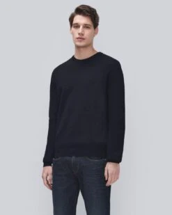 7 For All Mankind Luxe Performance Rib Sweater In Navy