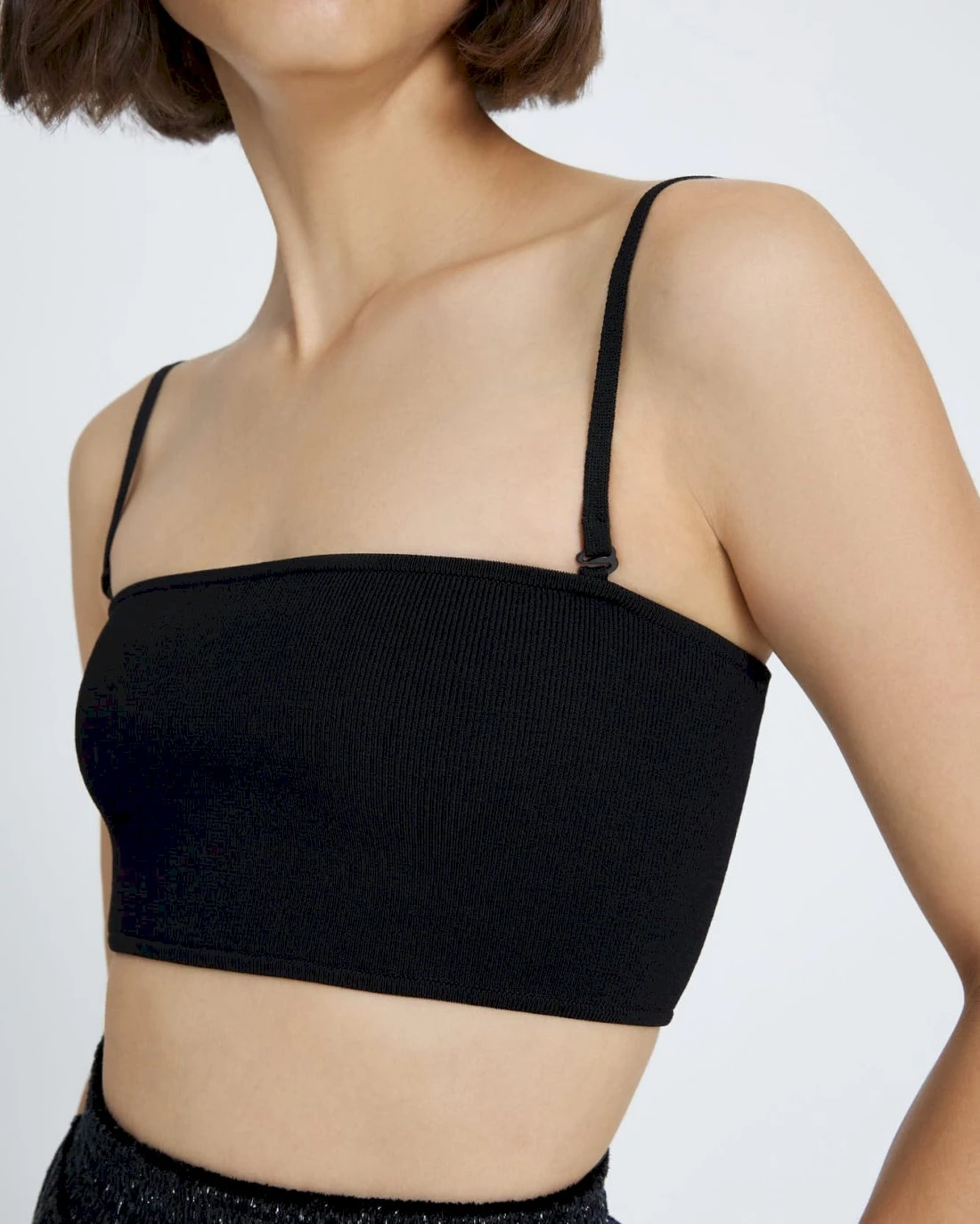 7 For All Mankind Zipper Bandeau Top In Black 4 7 For All Mankind Zipper Bandeau Top In Black - Image 2