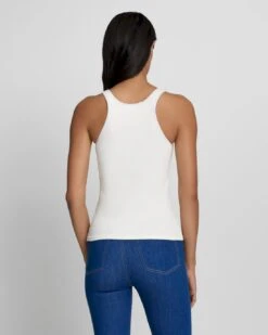 7 For All Mankind Quarter Zip Ribbed Tank In Antique White -7 For All Mankind Shop b09a9a72722651dc054f9654f4e71255
