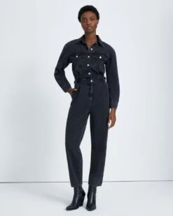 7 For All Mankind Balloon Sleeve Jumpsuit In Night Iris