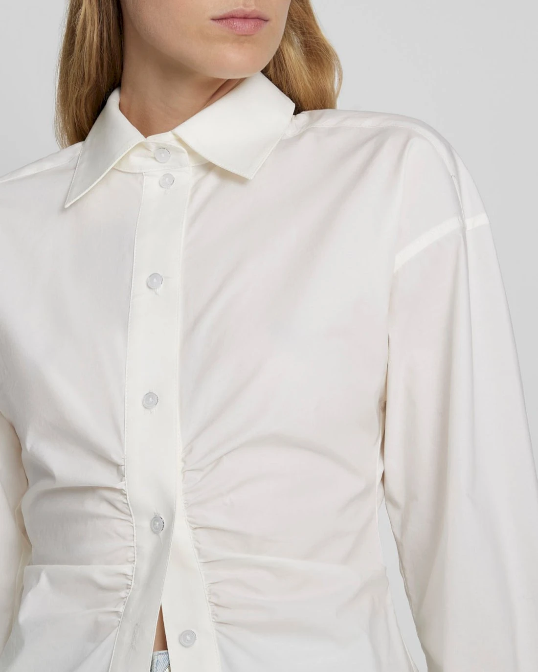 7 For All Mankind Cinched Waist Button Up Shirt In Antique White 5 7 For All Mankind Cinched Waist Button Up Shirt In Antique White - Image 3